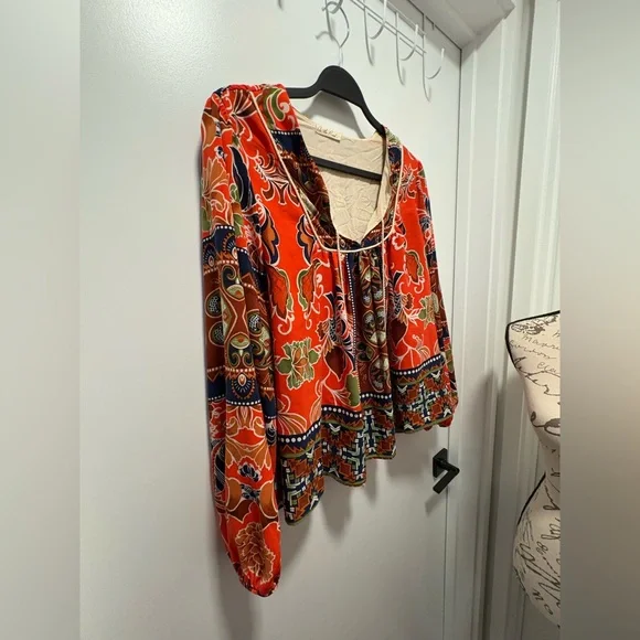 On The Road Red zoro Sleeve Bohemian Blouse - Picture 2 of 7